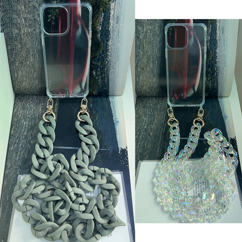 New Thick Woman Bag Phone Accessory Detachable Replacement Acrylic Chain Beige Mobile Phone Strap Necklace 40cm 60cm 80cm 120cm