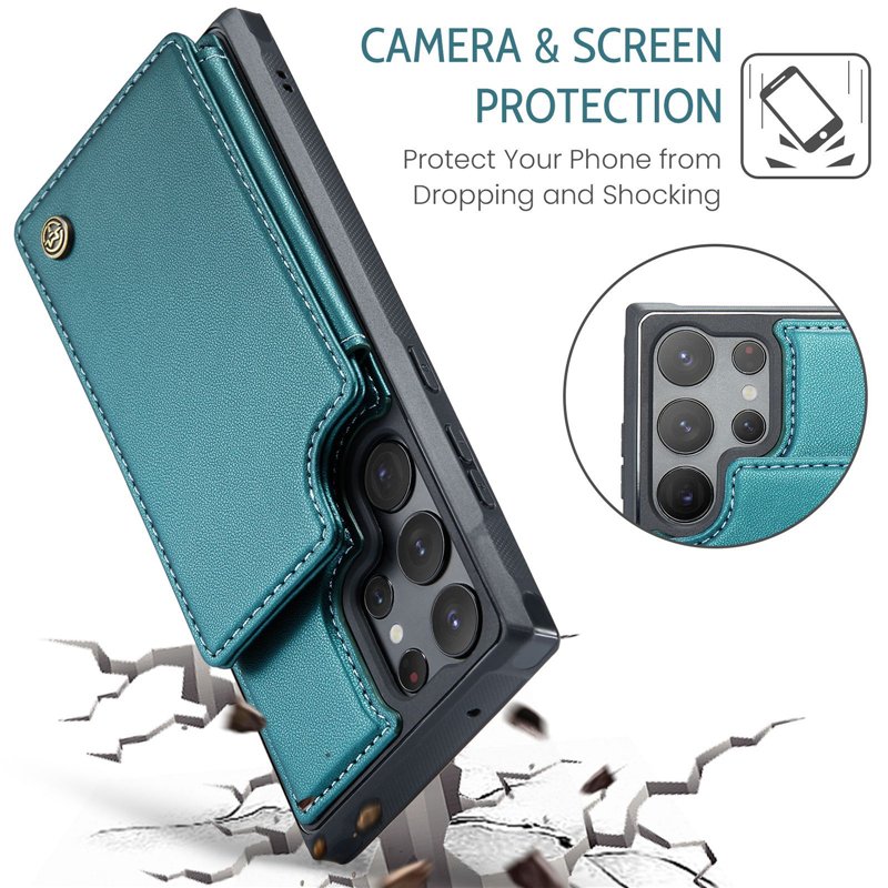 Luxury Cellphone Case Leather Wallet Phone Accessories Durable Card Case for Samsung Galaxy S24 Ultra Plus with Strap Holder