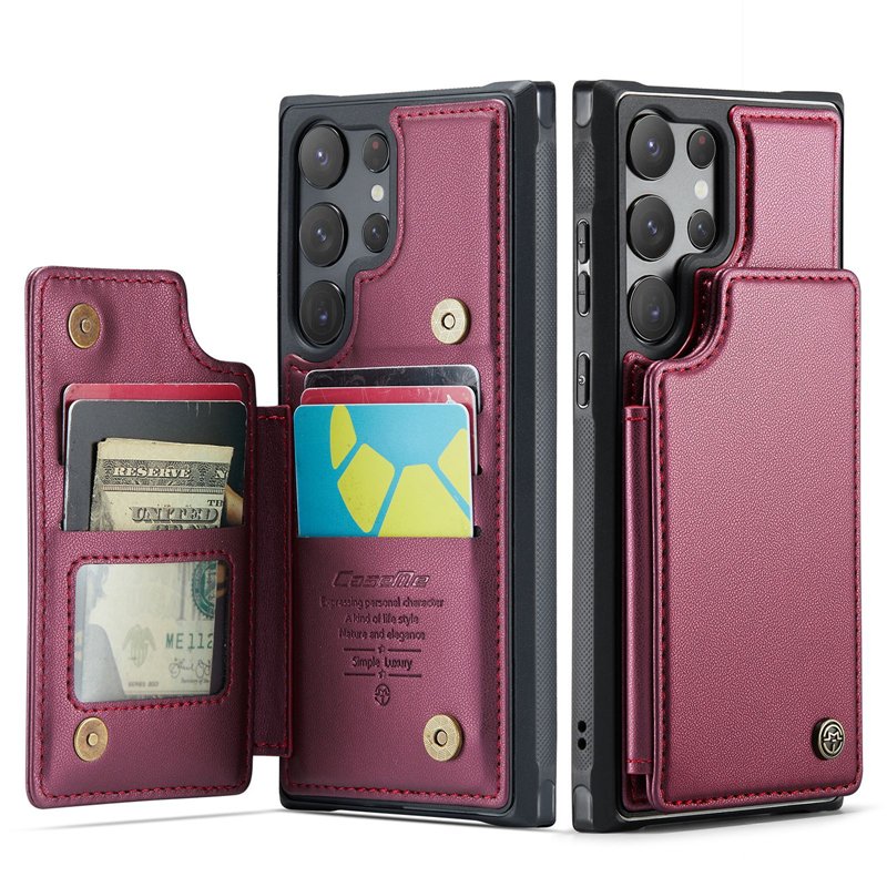 Luxury Cellphone Case Leather Wallet Phone Accessories Durable Card Case for Samsung Galaxy S24 Ultra Plus with Strap Holder