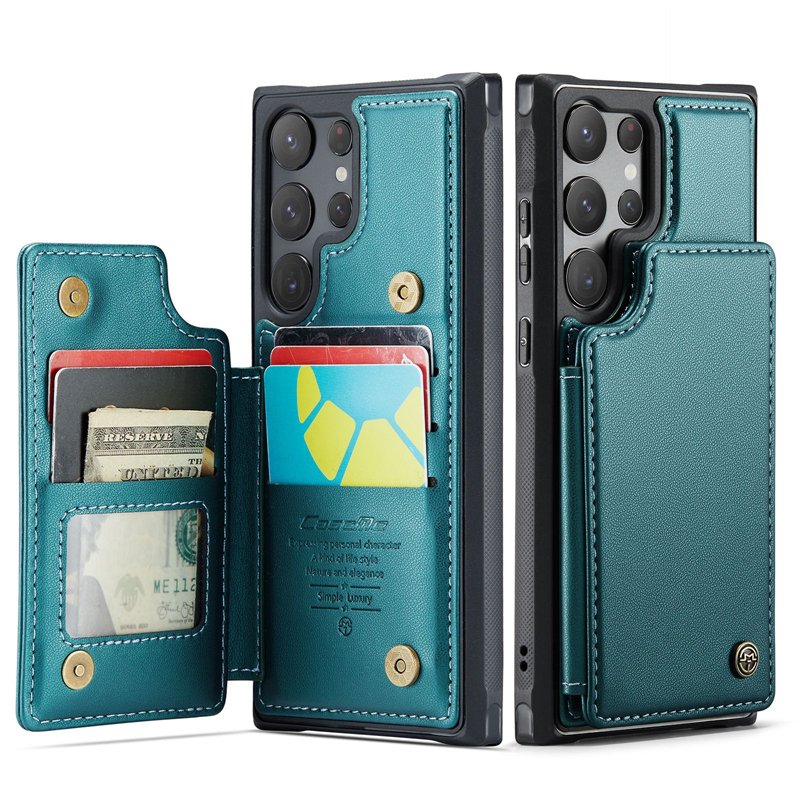 Luxury Cellphone Case Leather Wallet Phone Accessories Durable Card Case for Samsung Galaxy S24 Ultra Plus with Strap Holder