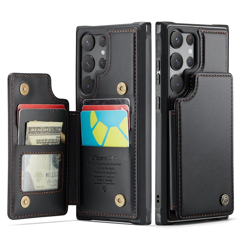 Luxury Cellphone Case Leather Wallet Phone Accessories Durable Card Case for Samsung Galaxy S24 Ultra Plus with Strap Holder