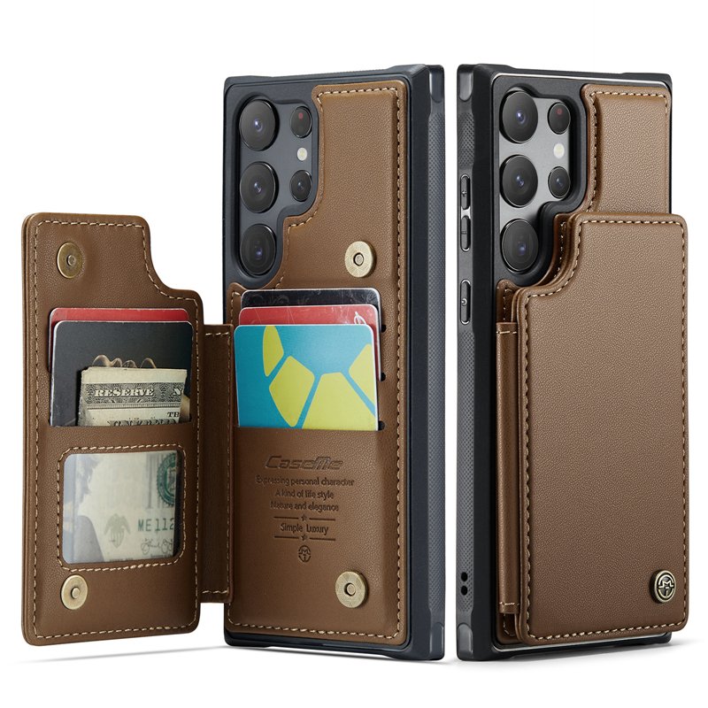 Luxury Cellphone Case Leather Wallet Phone Accessories Durable Card Case for Samsung Galaxy S24 Ultra Plus with Strap Holder