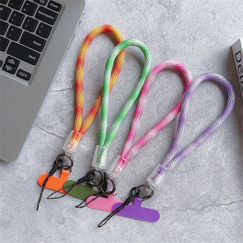 Camouflage Stripe Phone Strap Portable Anti-loss Hand Bracelet Chain For iPhone 16 Pro Max For Samsung Flip 6 Coloful Rope Chain