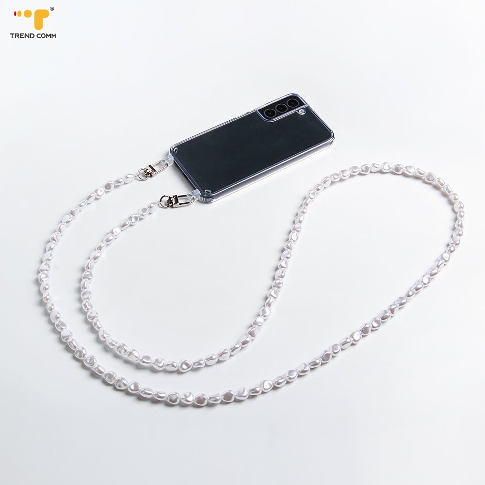 2024 Colourful rainbow chain wrist phone strap Shockproof Phone Pearl Crossbody Chain Case For iPhone15