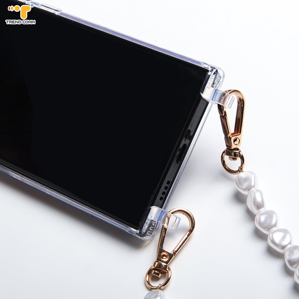 2024 Colourful rainbow chain wrist phone strap Shockproof Phone Pearl Crossbody Chain Case For iPhone15