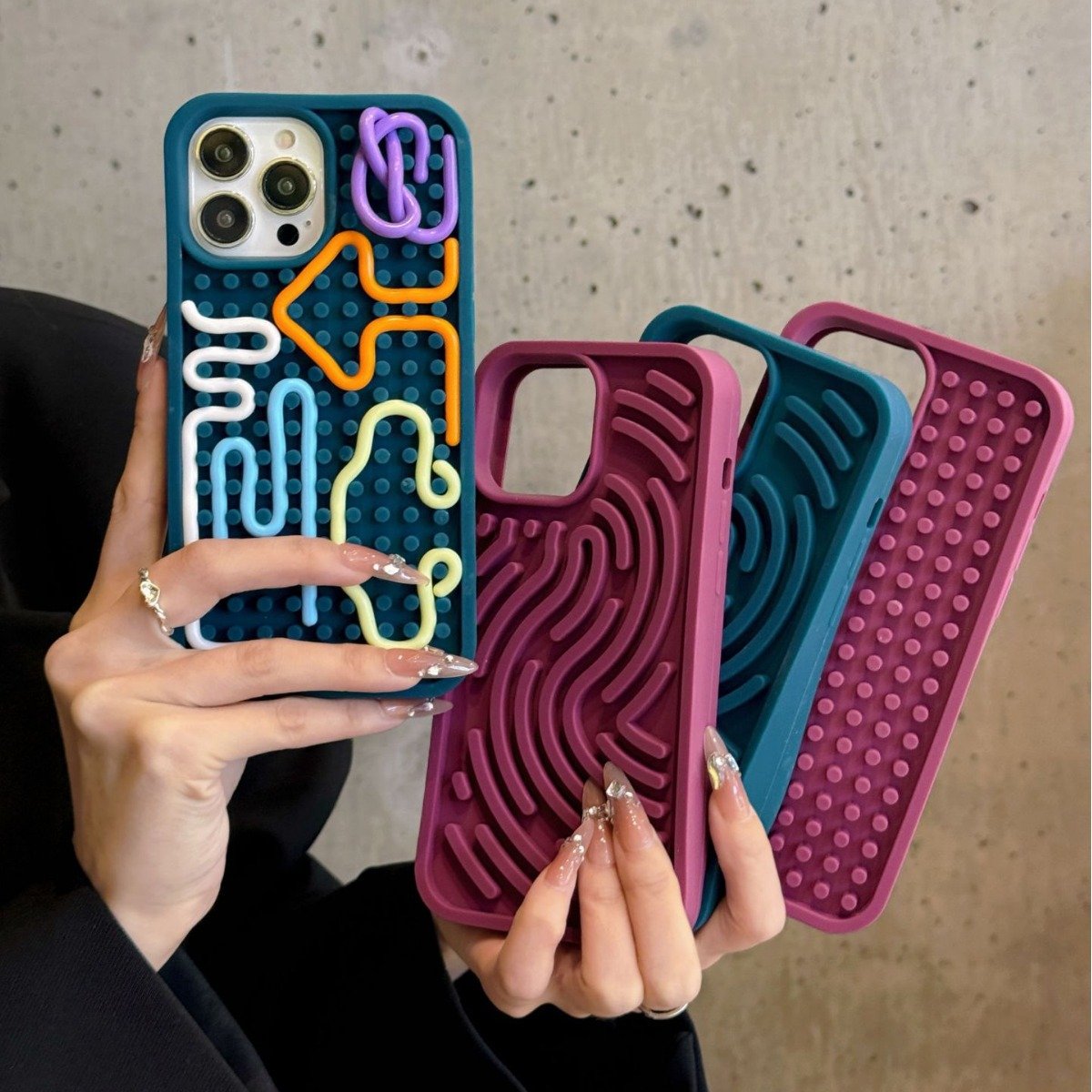 Rainbow Jigsaw Silicone Mobile Phone Case For iPhone 16 15 14 13 12 11 Pro max Customize DIY Handmade cute Shockproof Back Cover