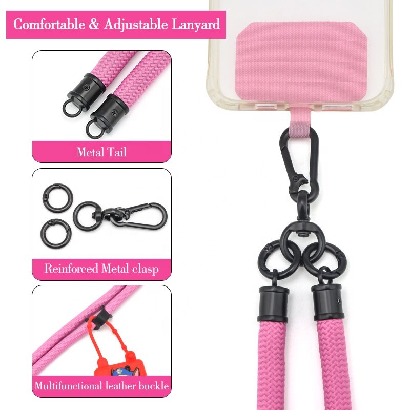 Customize Nylon Adjustable Shoulder Neck Universal Crossbody Patch Phone Lanyards for All Smartphones