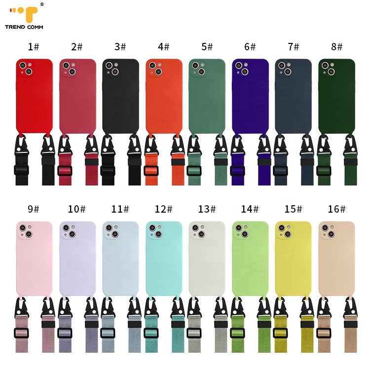 Girlish Smooth Detachable Nylon Strap Flexible Papa Fashion Mix Colors CrossBody Mobile Silicone Cover Phone Case For iPhone 13