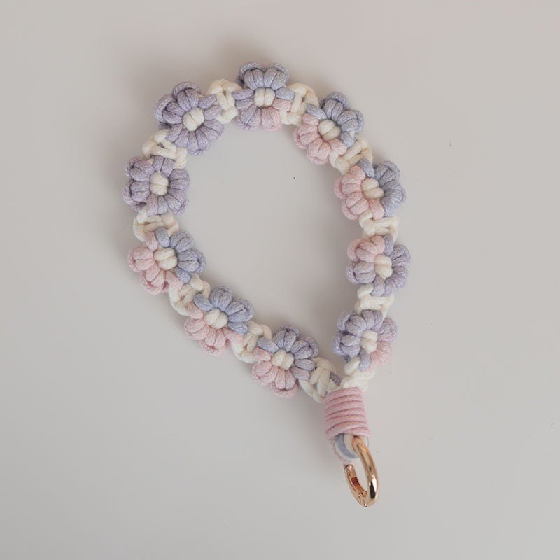 Western Style Bohemian Hand Knitted Mobile Phone Chain Fashion Daisy Flower Braided Key Chain