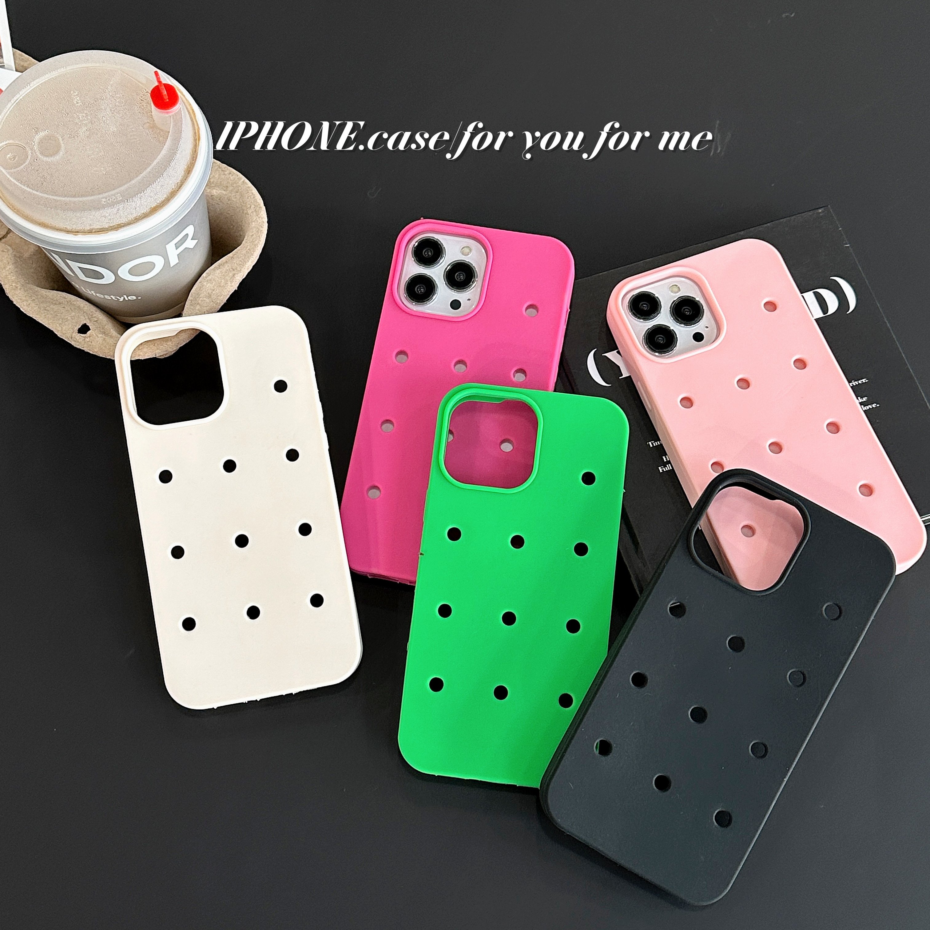 Creative Hole shell DIY buttonhole for Phone15pro14 13 12 11 Case 11 Korea 13 Silicone for women