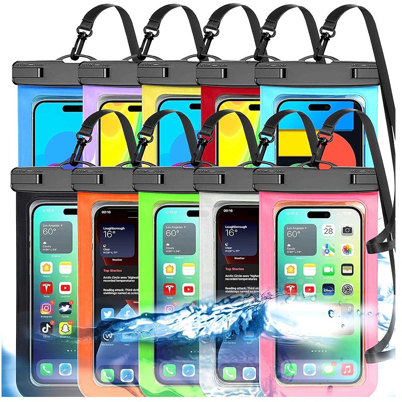 Factory Promotion Water Proof Cell Phone Pouch Case Clear PVC Waterproof Mobile Phone Bag With Lanyard