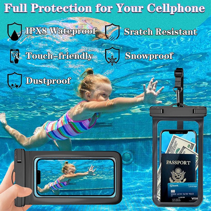 Factory Promotion Water Proof Cell Phone Pouch Case Clear PVC Waterproof Mobile Phone Bag With Lanyard