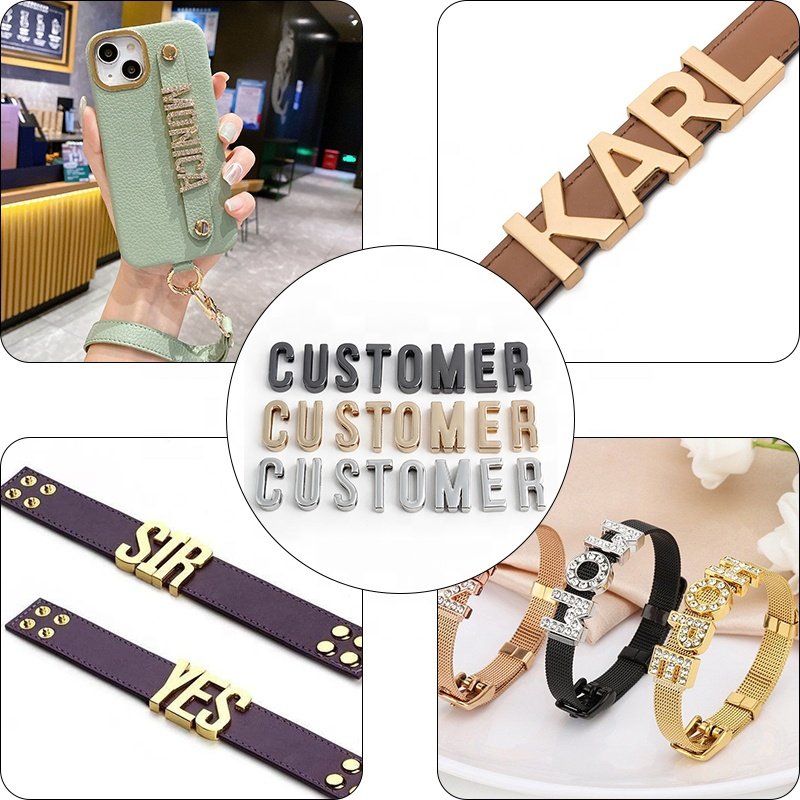 Fashion Design Metal Slide 26pcs A-Z DIY Decorate Alphabet Charms For Straps/Collar/Bags/Mobile Phone Shell