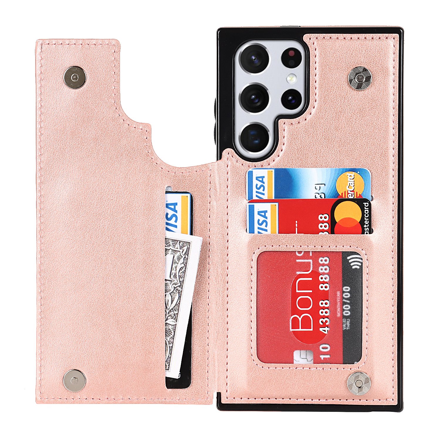 Luxury embossed Datura flip wallet leather phone case for samsung s21ultra case card holder shockproof phone cover for women