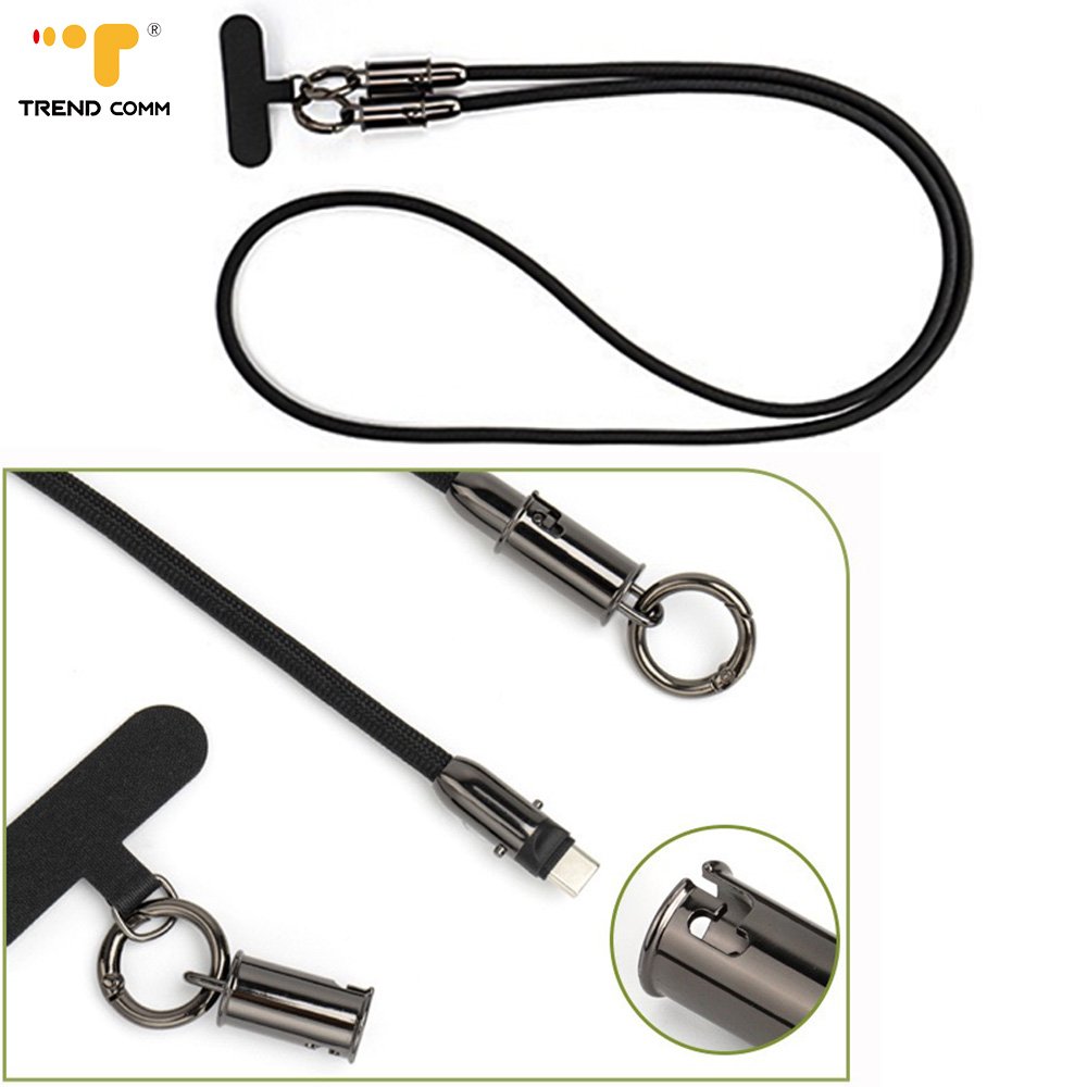 2024 Fashion Guangdong Clip Go Embroidered Lanyard Crossbody Polyester Charging Cable Mobile Phone Shoulder Strap for Women Men