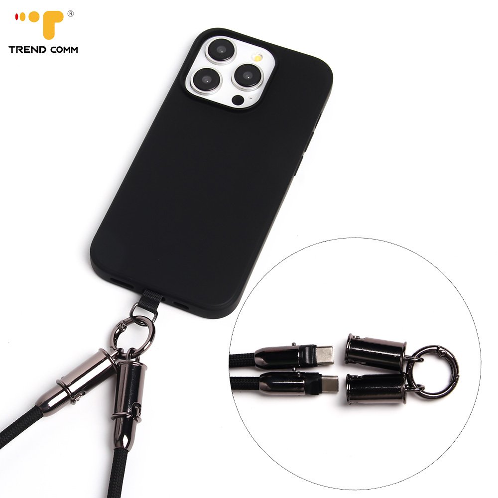 2024 Fashion Guangdong Clip Go Embroidered Lanyard Crossbody Polyester Charging Cable Mobile Phone Shoulder Strap for Women Men