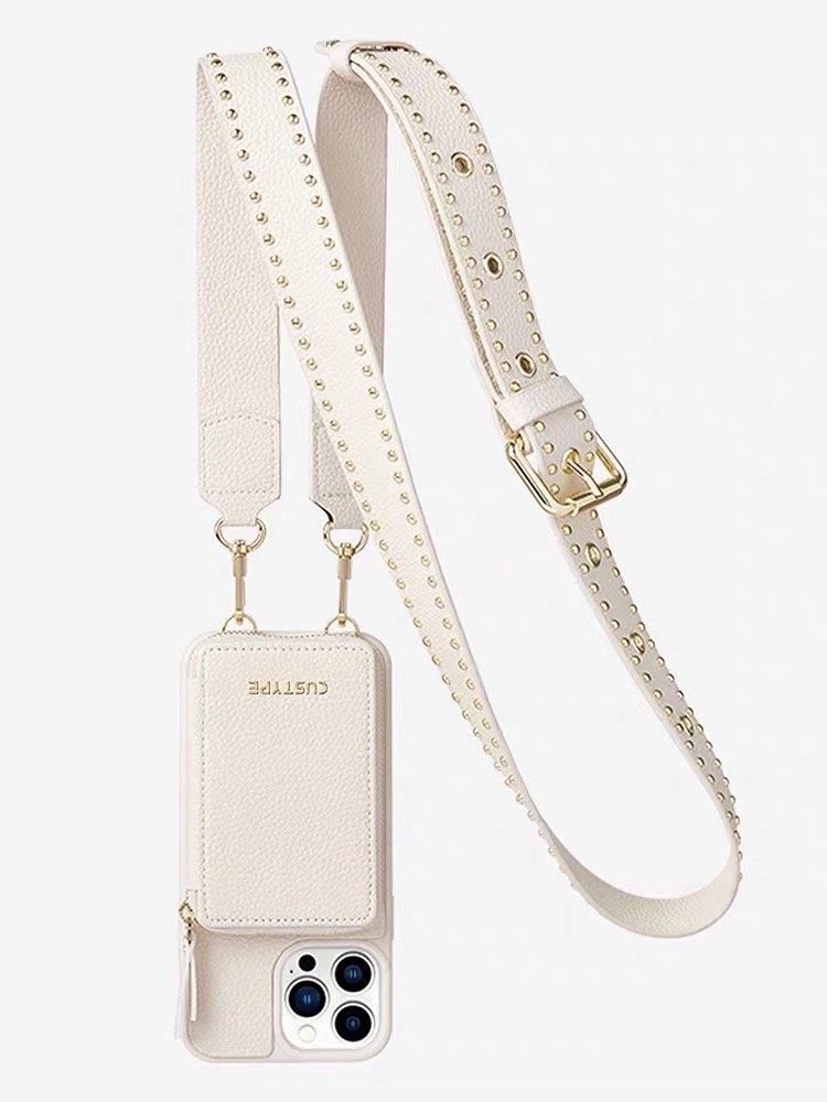 Custom leather Mobile Phone Bag Women Wallet Card Holder Women Phone Bag with Shoulder strap Zipper Phone case