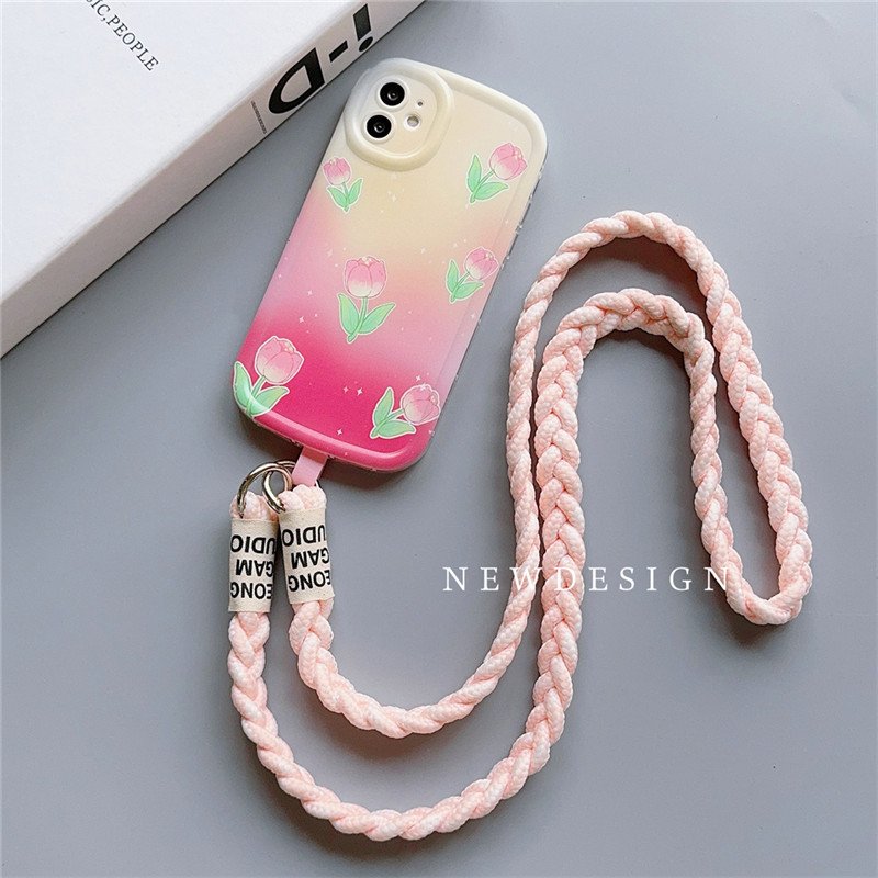 Braided Hemp Rope Strap Crossbody Lanyard Necklace Bracelet Keyring Purse Backpack Charm Crochet For iPhone For Samsung