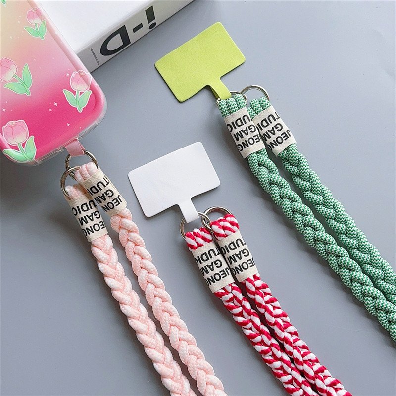 Braided Hemp Rope Strap Crossbody Lanyard Necklace Bracelet Keyring Purse Backpack Charm Crochet For iPhone For Samsung