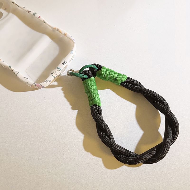 Anti Loss Universal Short Wrist Strap Rope with Clear Patch Nylon Woven Color Mobile Phone Chain Phone Case Lanyard
