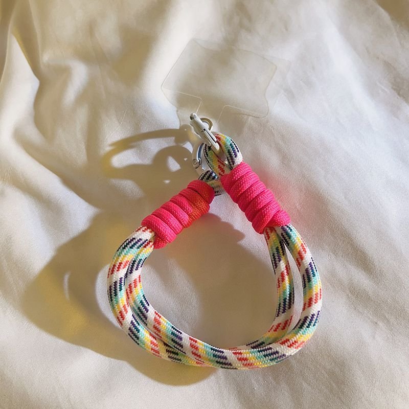 Anti Loss Universal Short Wrist Strap Rope with Clear Patch Nylon Woven Color Mobile Phone Chain Phone Case Lanyard