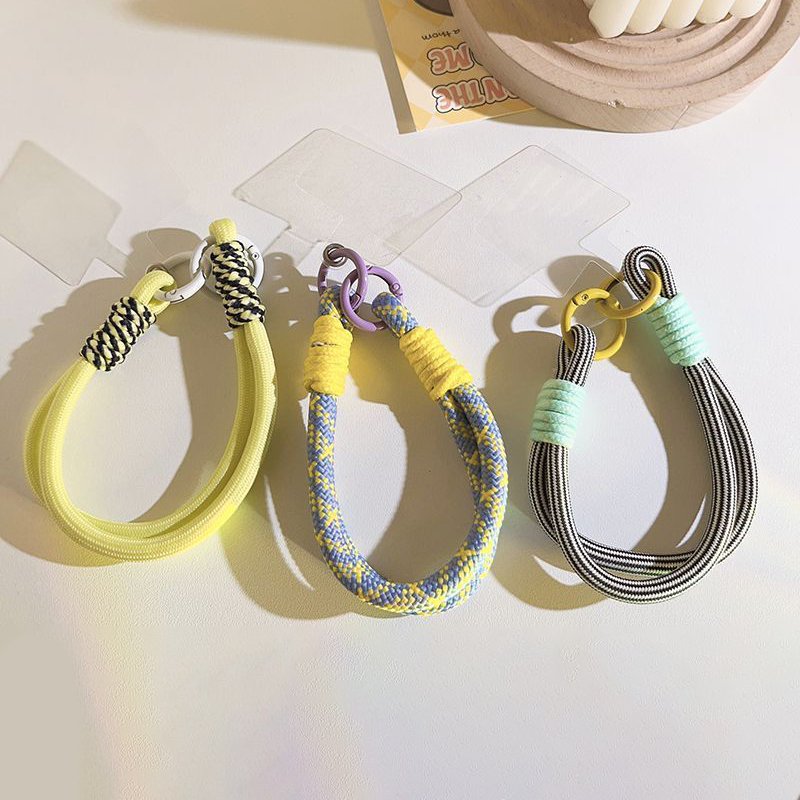 Anti Loss Universal Short Wrist Strap Rope with Clear Patch Nylon Woven Color Mobile Phone Chain Phone Case Lanyard