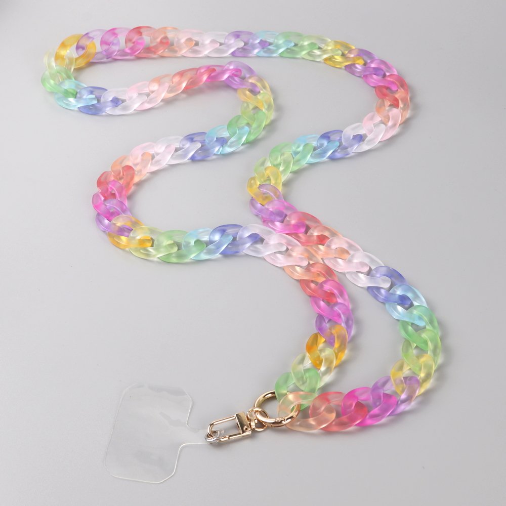 Fashion Personality Cute Girl Bag Chain Candy Colored Frosted Transparent Custom Length Long Necklace Hanging Mobile Phone Chain