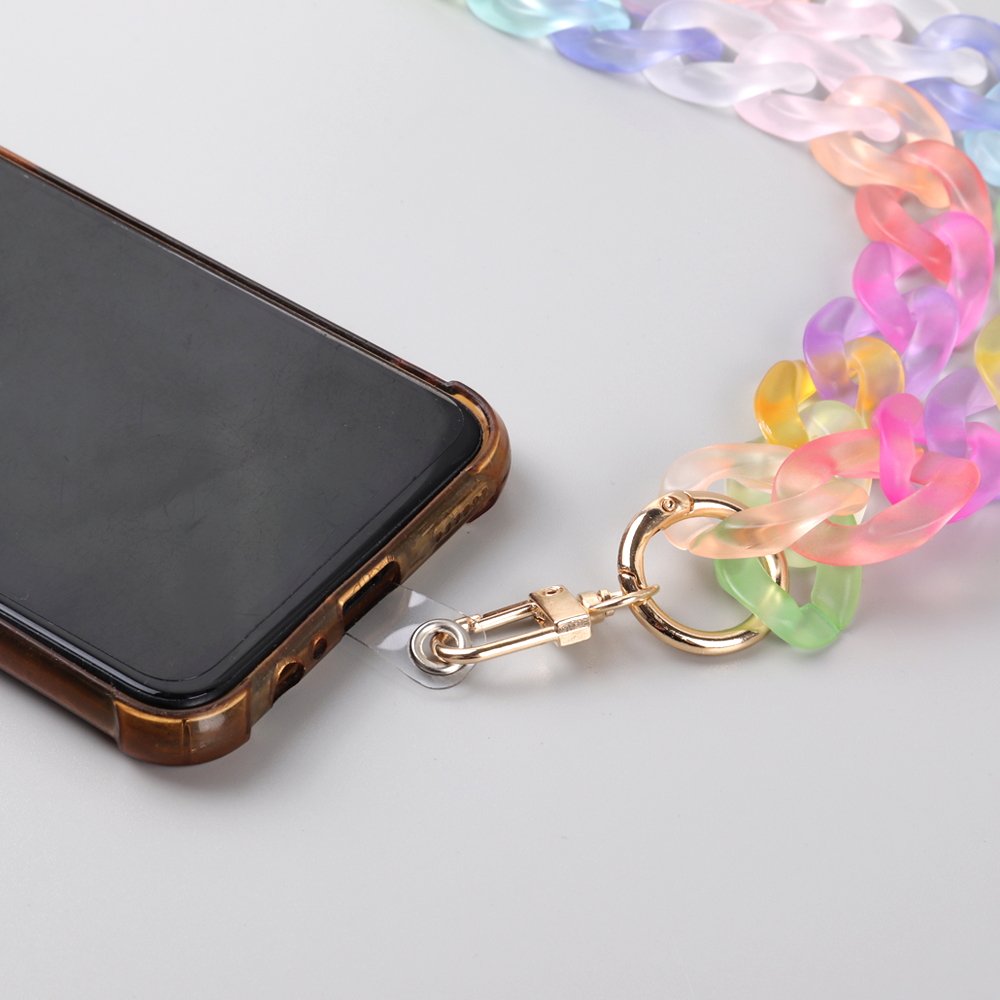 Fashion Personality Cute Girl Bag Chain Candy Colored Frosted Transparent Custom Length Long Necklace Hanging Mobile Phone Chain