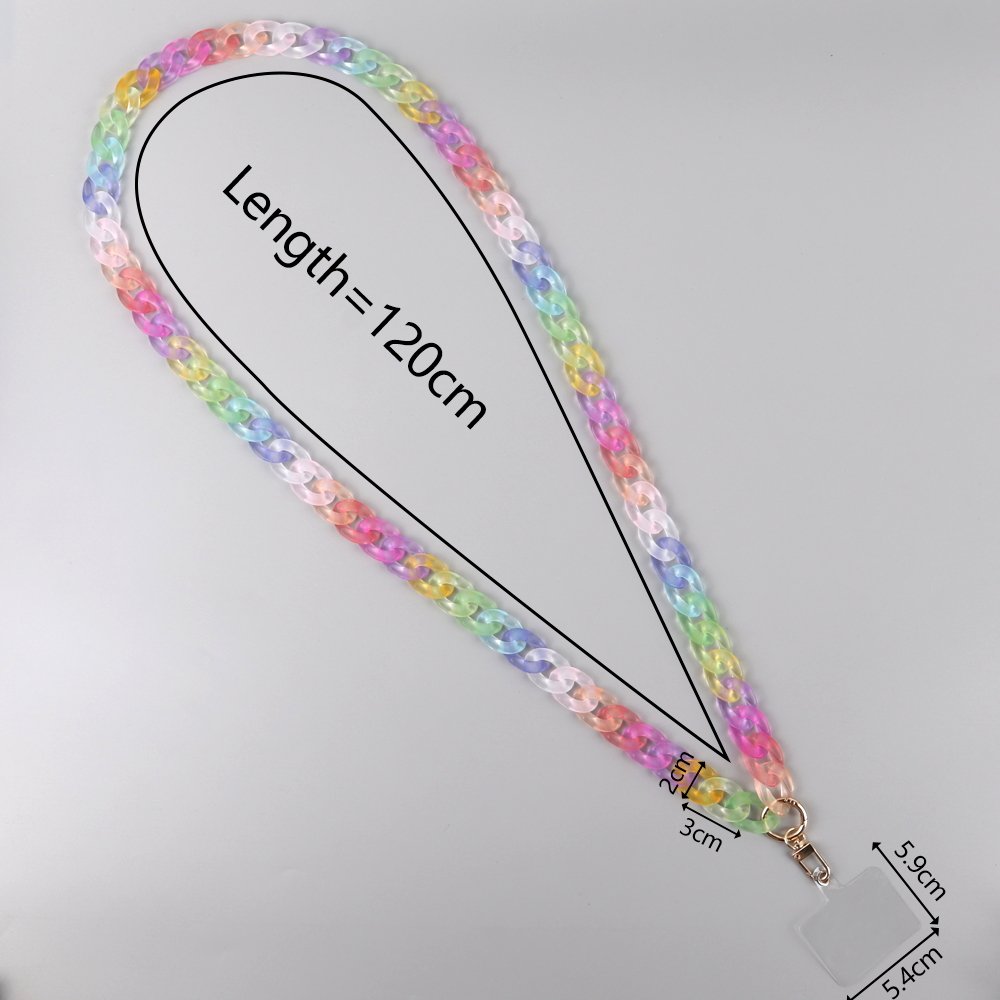 Fashion Personality Cute Girl Bag Chain Candy Colored Frosted Transparent Custom Length Long Necklace Hanging Mobile Phone Chain