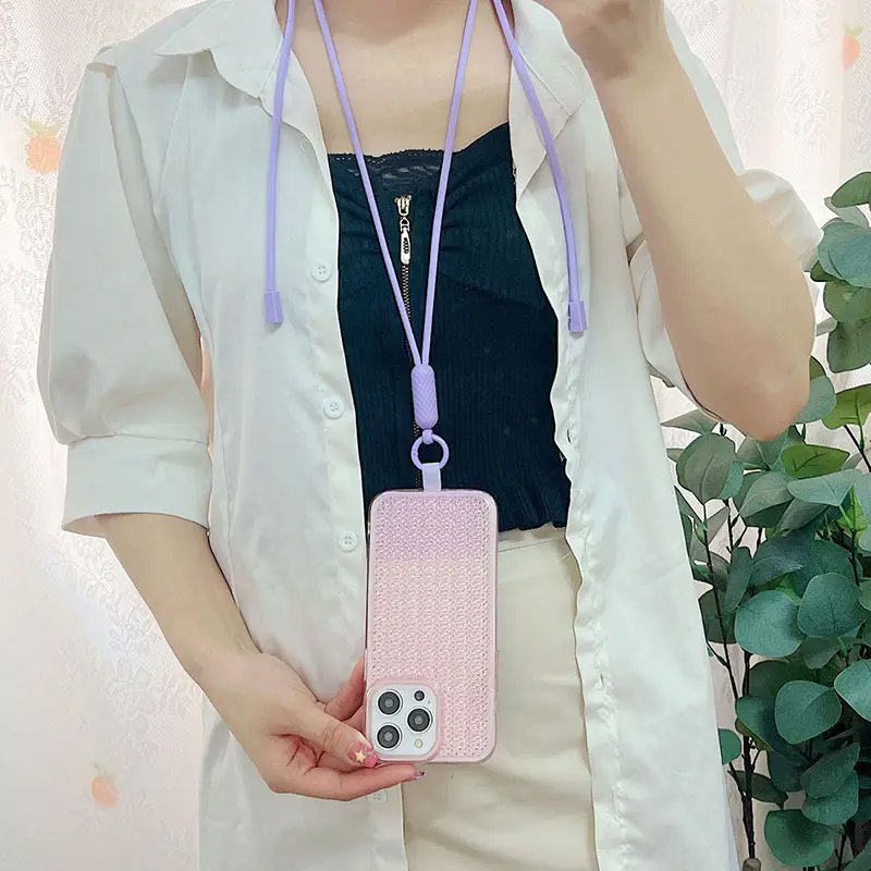 Adjustable Mobile Phone Crossbody Necklace Holder Colorful Cell Phone Holder Lanyard Straps Patch