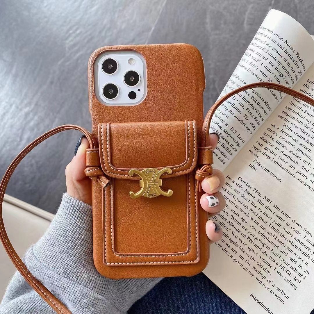 Popular Messenger bag leather phone case with card wallet function for iphone 16 15 14 13 13 12 11 plus/pro/pro max