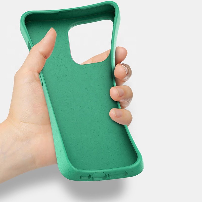 eco friendly recycle biodegradable plastic wheat straw tpu cell phone case anti shock lanyard for iPhone 14 Pro Max 15 Pro