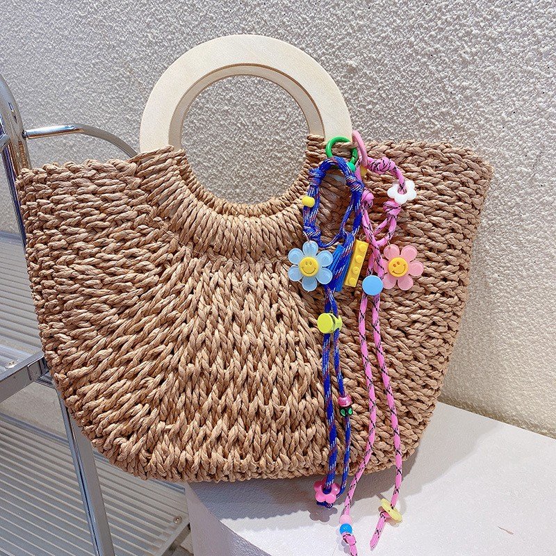 Hand-Woven Keychain Flower Braided Rope Mobile Phone Chain Bracelet Wrist Strap Keychain Bag Pendant