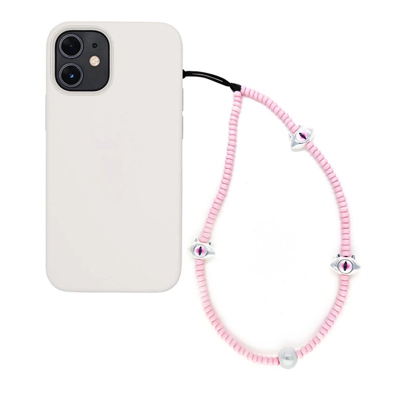 Luoyan Anti-lost Diy Beaded Lanyard Phone Strap With Black Cat Charm Ball Beads Beaded Phone Chain Lanyard For Women Girl's