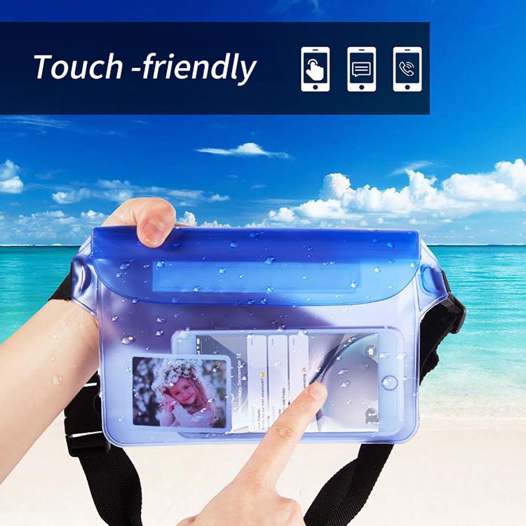 Swimming Floating PVC Clear Dry Bags With Adjustable Waist Strap Waterproof Phone Pouch