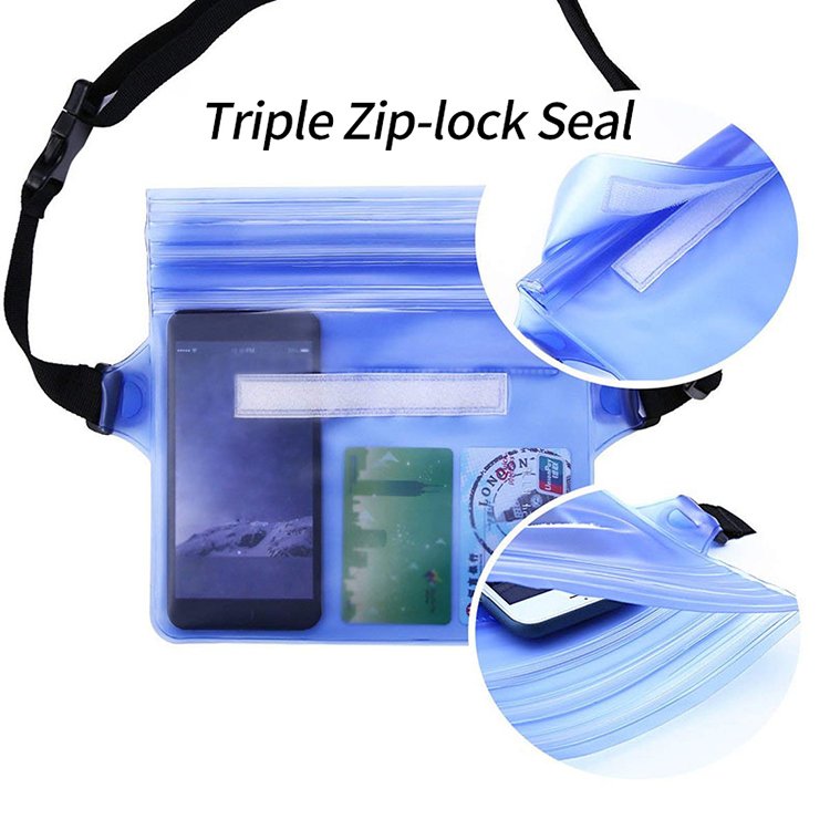 Swimming Floating PVC Clear Dry Bags With Adjustable Waist Strap Waterproof Phone Pouch