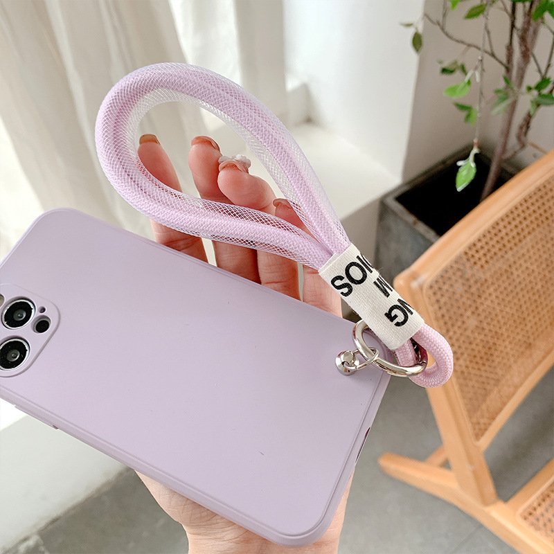 Color Blocking Knotted Mobile Phone Hanging Rope Durable Polyester Woven Hanging Rope Detachable Keyring Anti-Lost Phone Case