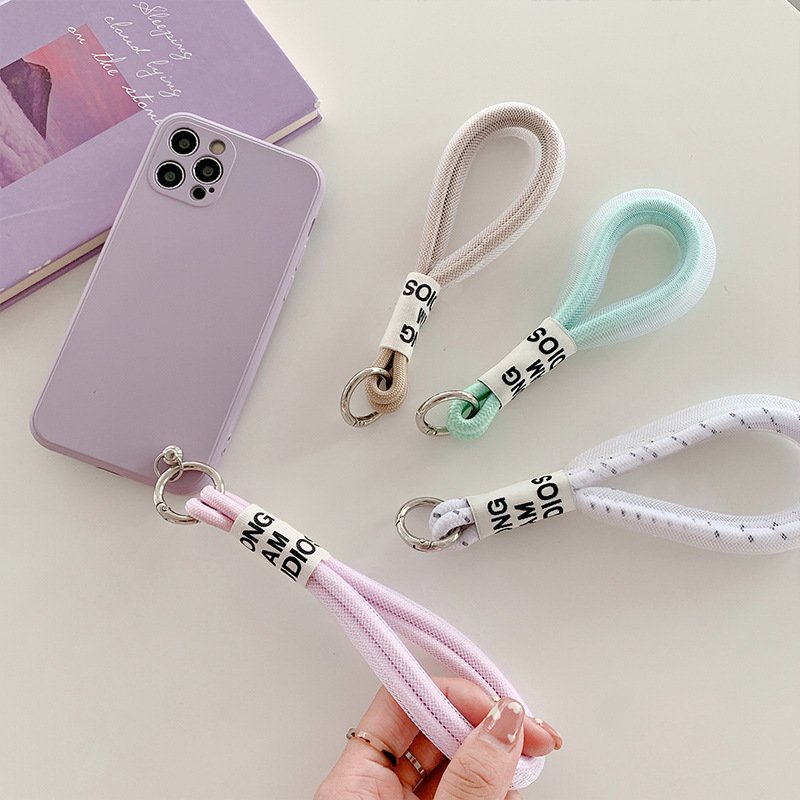 Color Blocking Knotted Mobile Phone Hanging Rope Durable Polyester Woven Hanging Rope Detachable Keyring Anti-Lost Phone Case