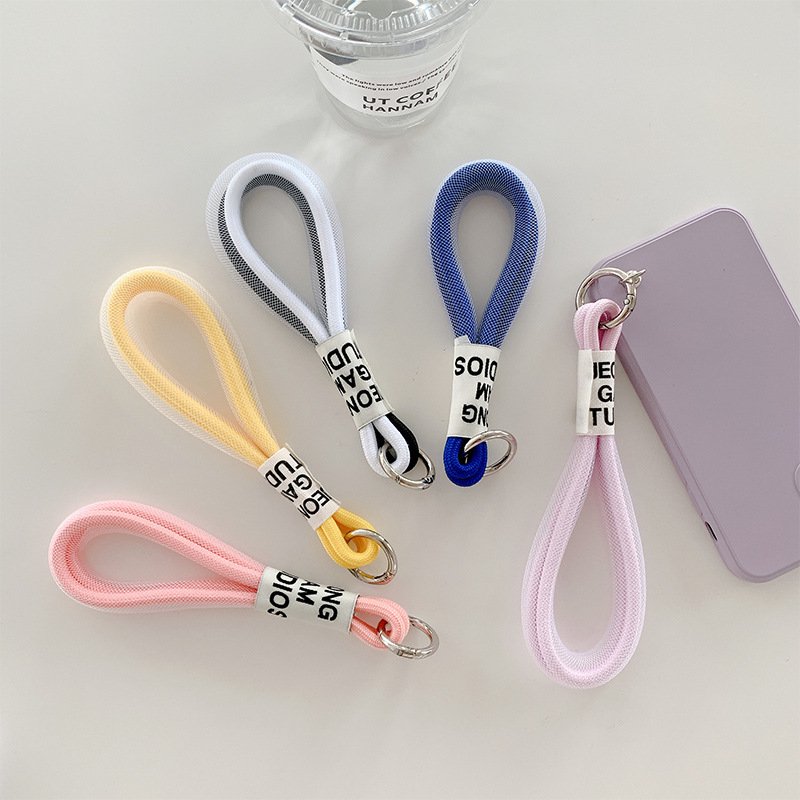 Color Blocking Knotted Mobile Phone Hanging Rope Durable Polyester Woven Hanging Rope Detachable Keyring Anti-Lost Phone Case