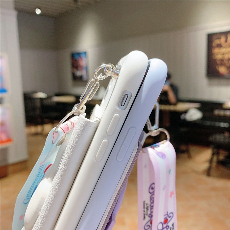 Cute Crossbody Stellalou Wallet Silicone Mobile Phone Case For iPhone 16 15 14 13 12 11 Pro max cartoon Shockproof Back cover