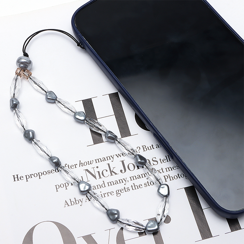Cell Phone Lanyard Colorful Pearls Mobile Beaded Phone Charm Wrist Strap for Women