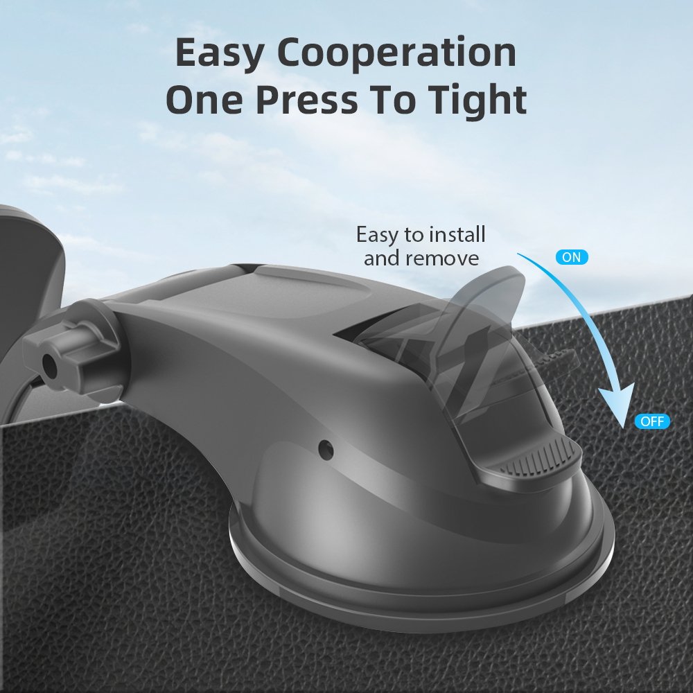 Military-Grade Protection Phone Mount Sticky Suction Dash Car Mount Phone Holder Compatible With 4-7" Mobile phones