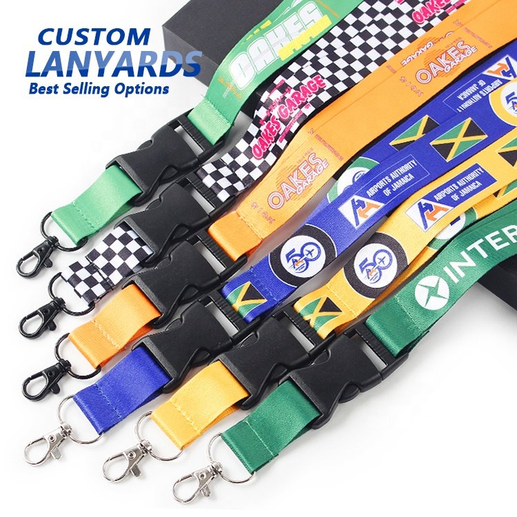 Custom Logo ID Card Badge Holder Nect Strap Promotional Silk Screen Printed Sublimation Polyester Woven Embroidery Nylon Lanyard
