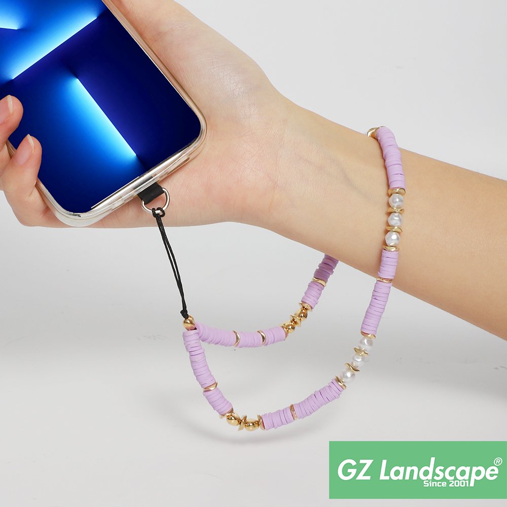 Custom letters bohemia handmade polymer clay cell phone chain decorate diy pearl crystal mobile phone charms strap