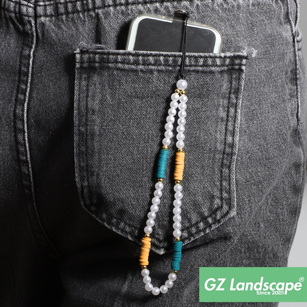 Custom letters bohemia handmade polymer clay cell phone chain decorate diy pearl crystal mobile phone charms strap
