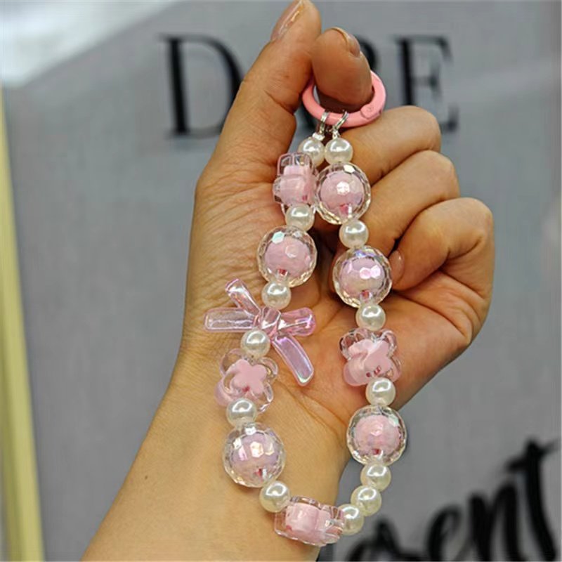 Factory wholesale original design with lanyard crystal beads DIY decorative accessories charm chain with mobile phone charm case