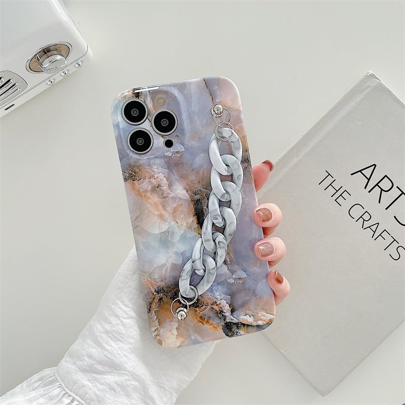 Luxury marble wrist chain phone case for iphone 13 marble IMD soft tpu phone cover for iphone xs 11 12 13