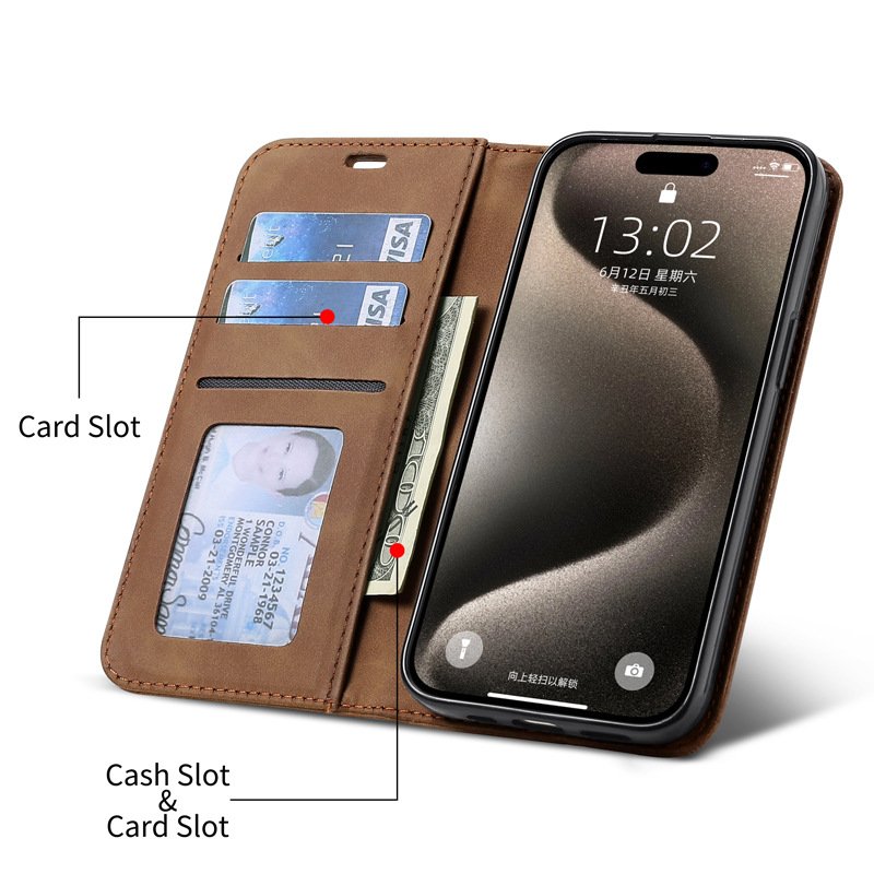 Magnetic Leather Phone Case With Strap And Wallet Leather For Iphone 11 12 13 14 15 16 Plus Pro Max