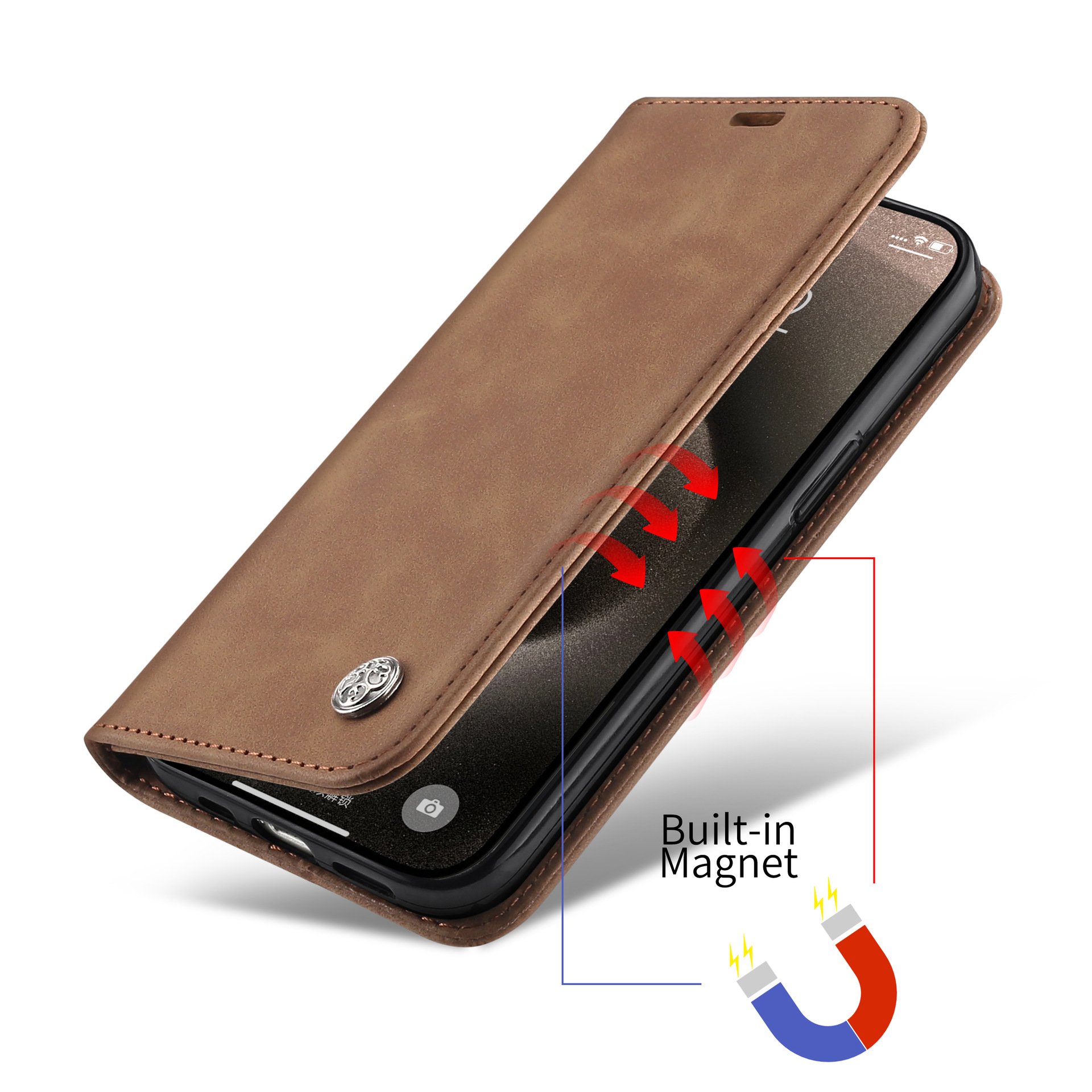 Magnetic Leather Phone Case With Strap And Wallet Leather For Iphone 11 12 13 14 15 16 Plus Pro Max