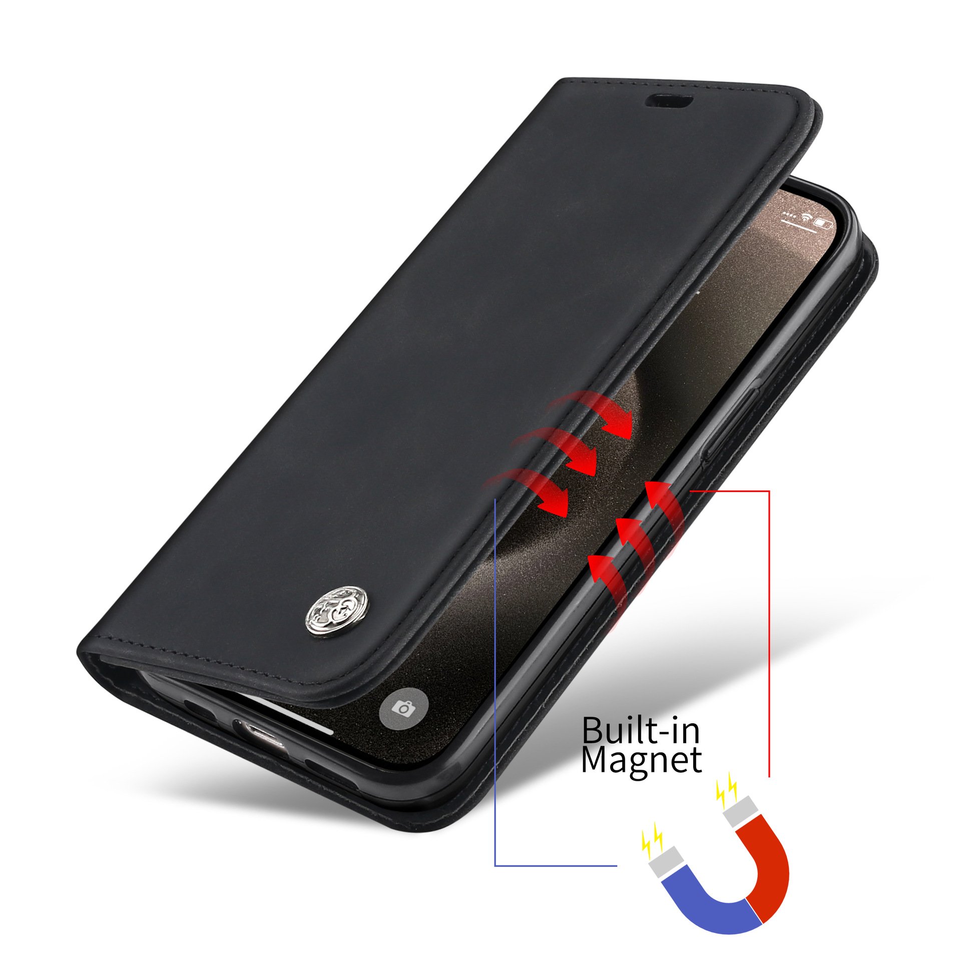 Magnetic Leather Phone Case With Strap And Wallet Leather For Iphone 11 12 13 14 15 16 Plus Pro Max